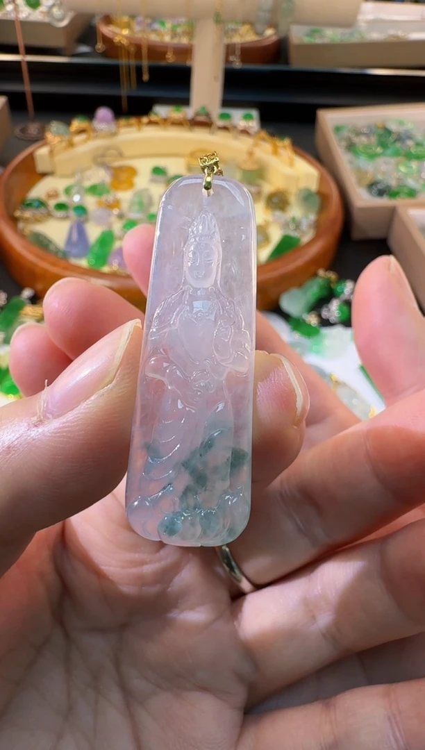 【闪购商品】翡翠颈饰18K金镶嵌缅甸翡翠A货吊坠