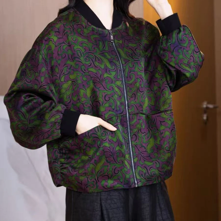 【佳鑫香云纱】桑蚕丝香云纱正品外套棒球服夹克上新YHJN-9326
