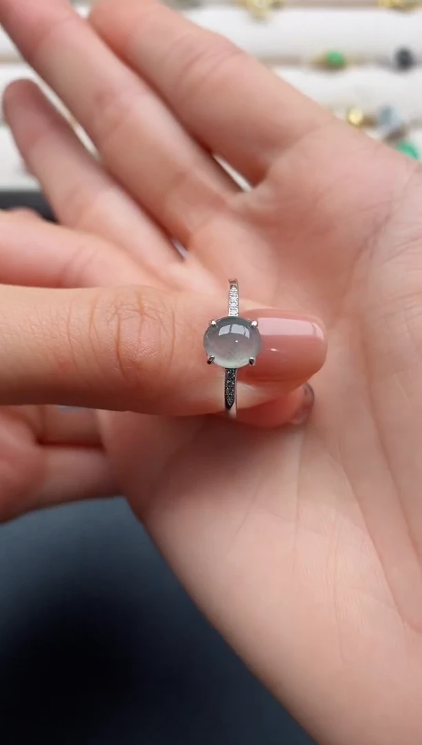 银S925镶嵌戒指翡翠8888888+9