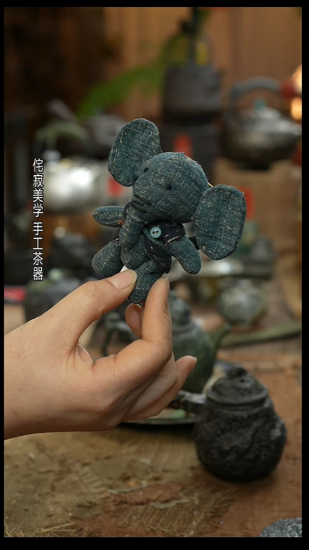 纯手工布艺大象茶宠