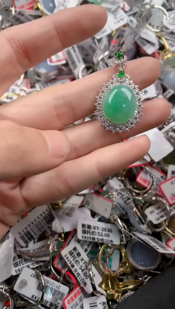 银S925镶嵌戒指翡翠999             3