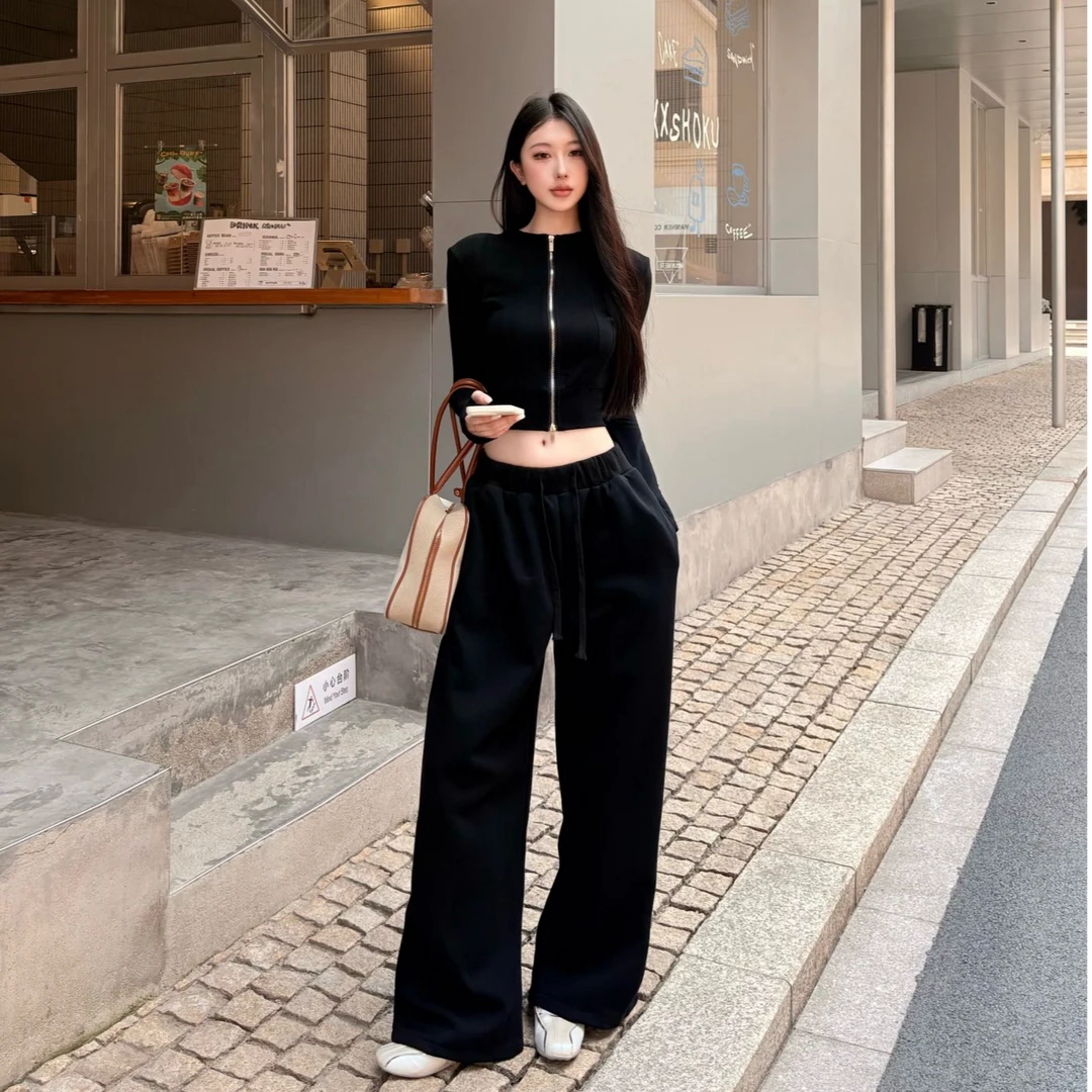 2025早秋新款时尚套装气质显瘦洋气休闲百搭性感辣妹外穿长袖上衣