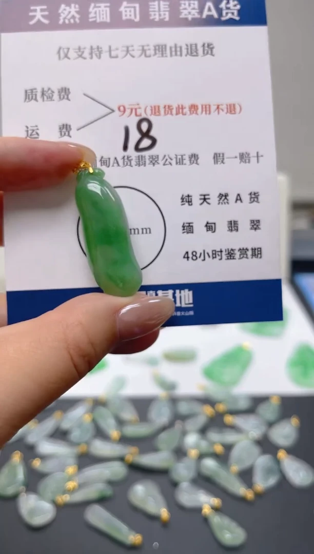 颈饰18K金镶嵌翡翠天然A货翡翠