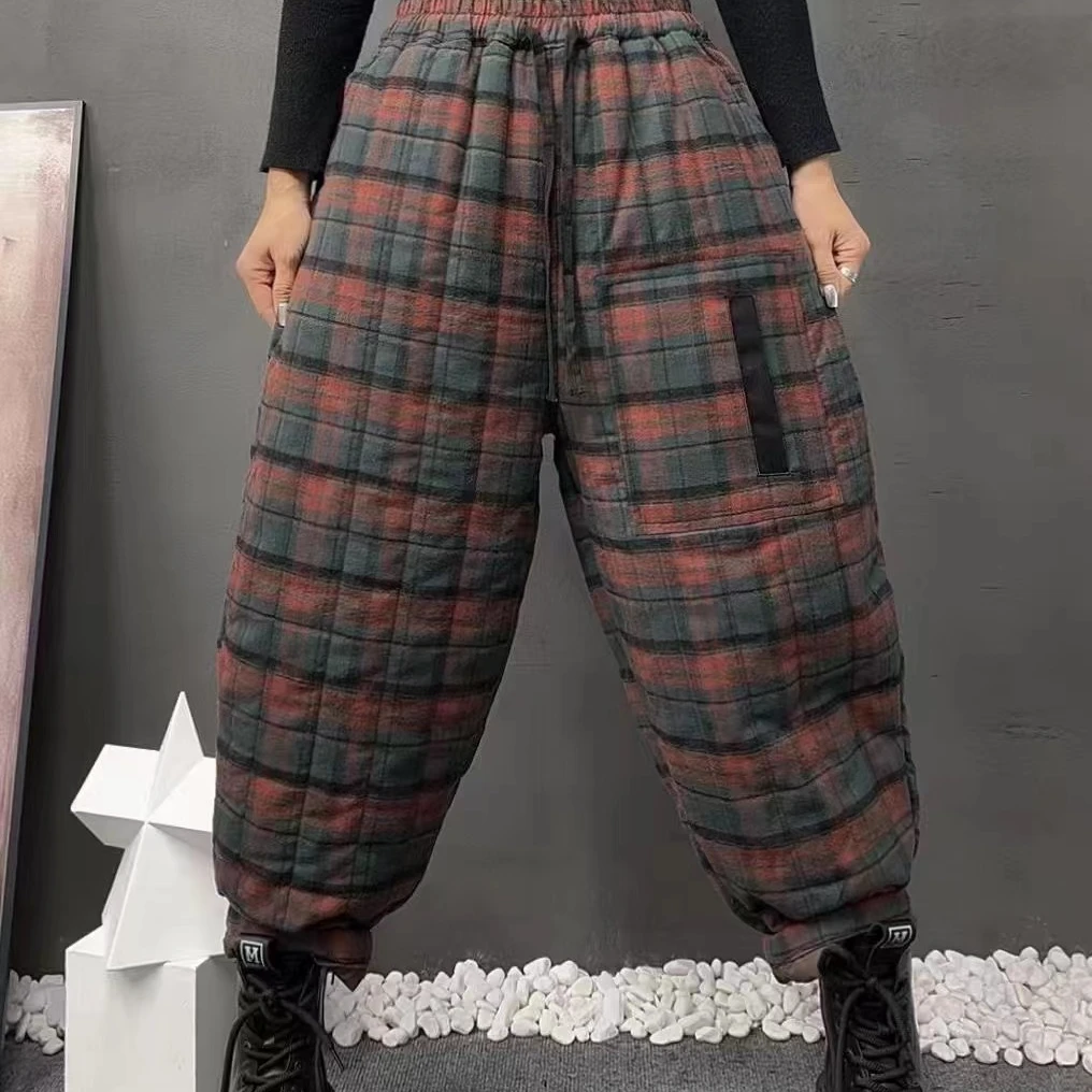 HY    8903格子拼黑口袋棉裤