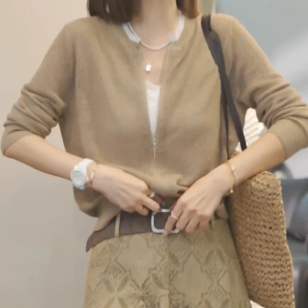 【伊人夕岸】2025春季新款时尚气质重工毛衣开衫上衣长袖洋气百搭