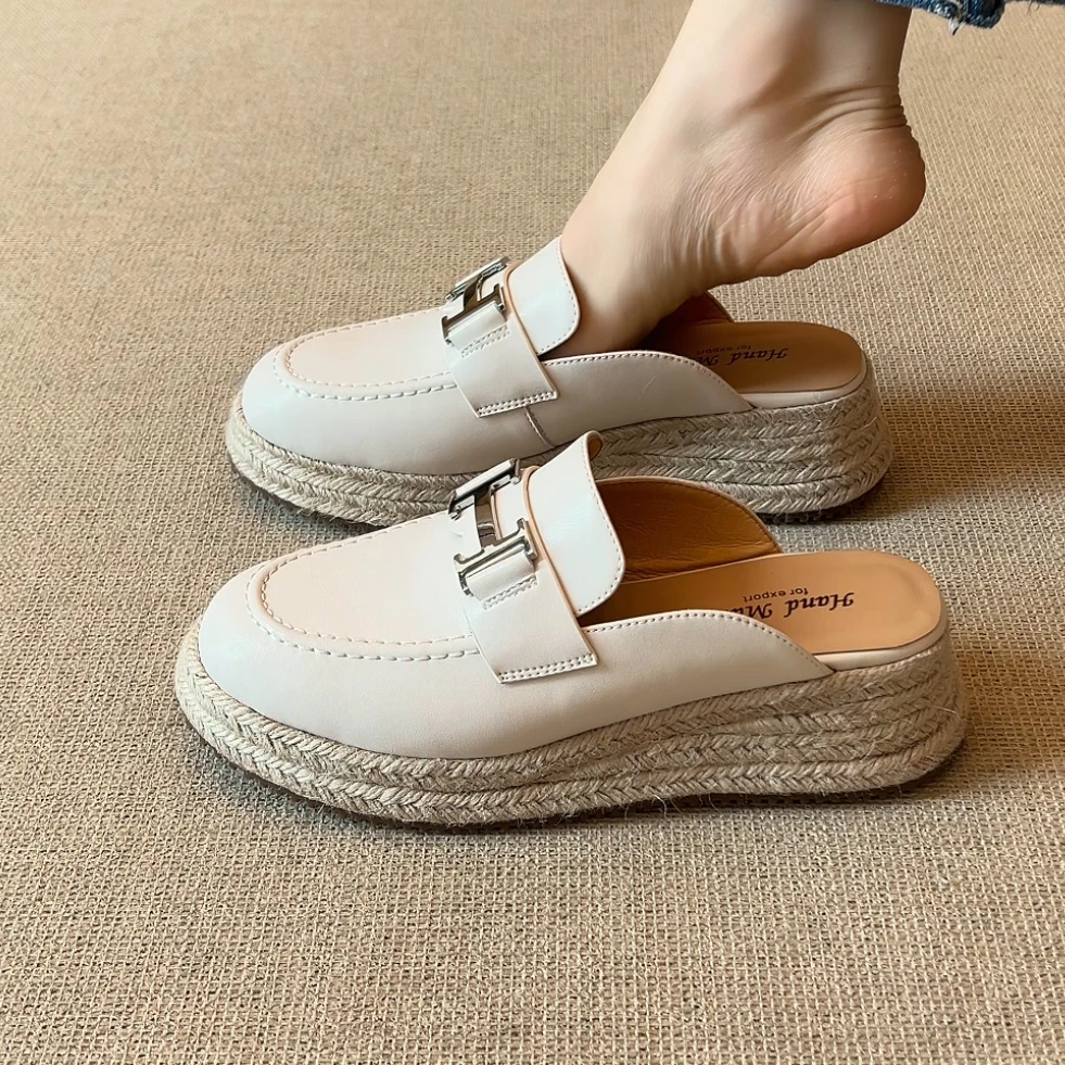 RubyL/5cm韩版简约百搭舒适平跟纯色包头拖鞋女款2025年夏季新款