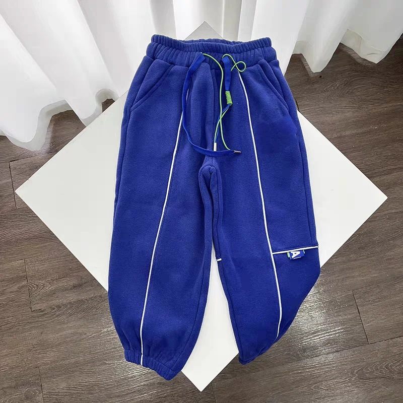 女款冬季加绒休闲松紧腰抽绳运动风收脚口休闲裤 5868