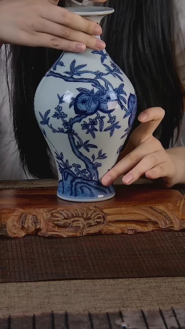 折葵非器手工手绘九桃五福橄榄瓶