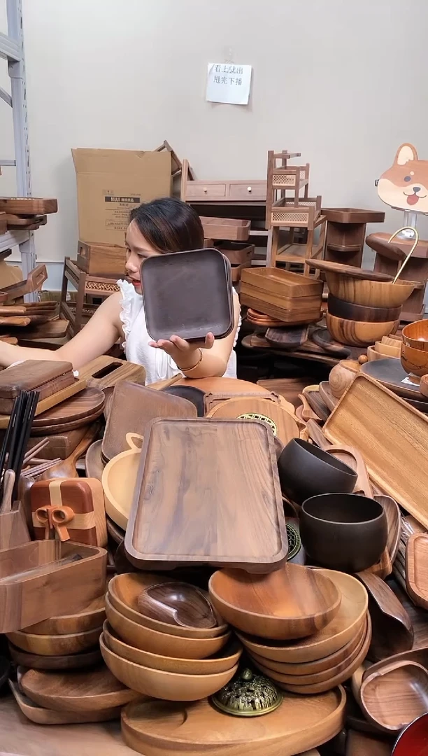 木  南美胡桃木正方盘16.5*16.5*2cm 深色