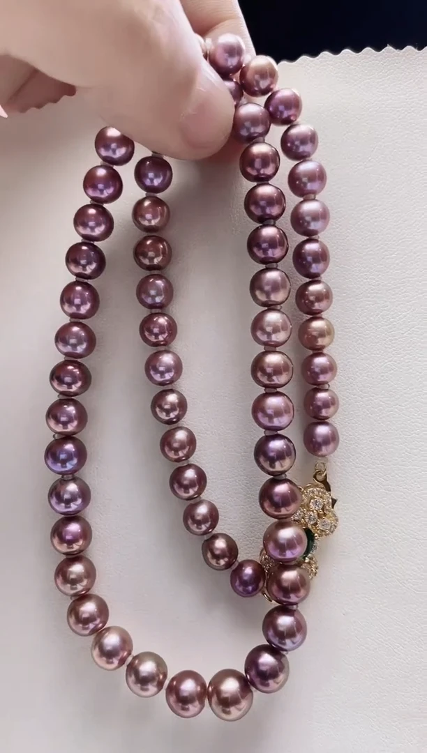 项链银S925镶嵌淡水珍珠淡水紫珠项链