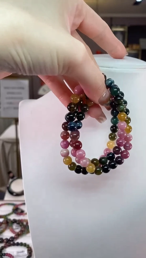 【闪购商品】碧玺三圈手串7mm+未镶嵌一物一证dan