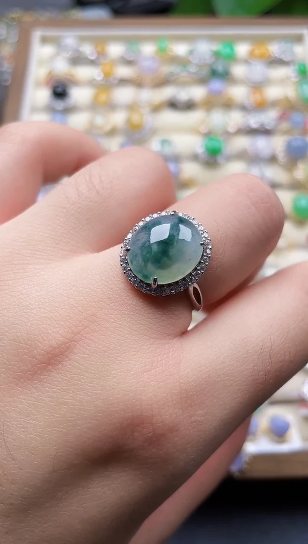 银S925镶嵌戒指翡翠45