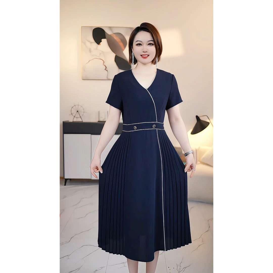 现货【撤柜清仓】V 高端大码原创遮肉显瘦连衣裙 V1063