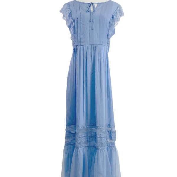 （201-300下身）夏季海边度假风蓝色背心连衣裙 复古收腰显瘦