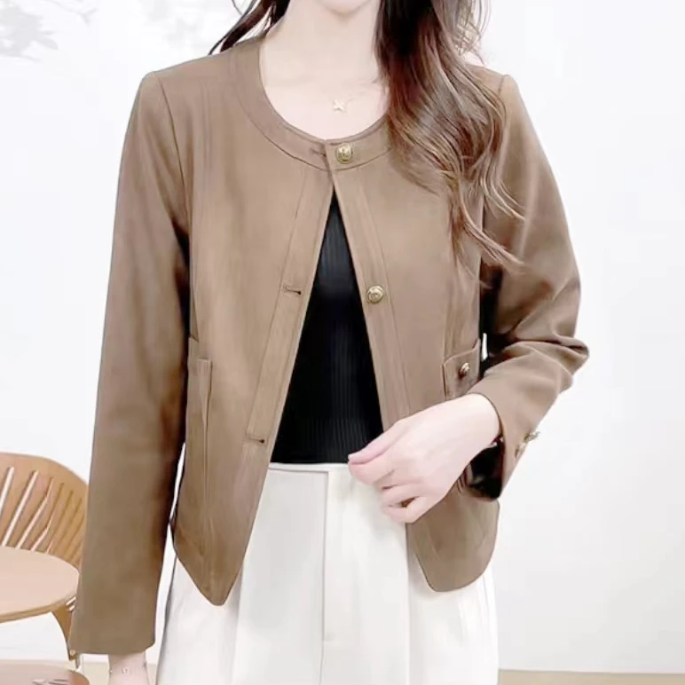 2024秋季新款小香风圆领外套时尚百搭气质短款洋气上衣7720长53