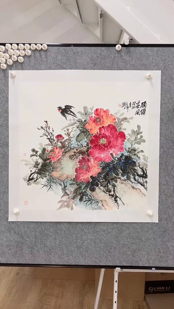 国画李文峰四尺斗方花鸟