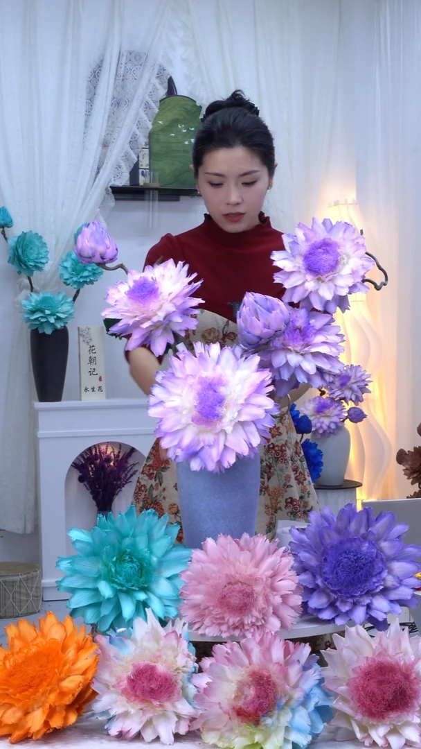 龙枣支洋蓟蓝紫渐变【带花瓶】