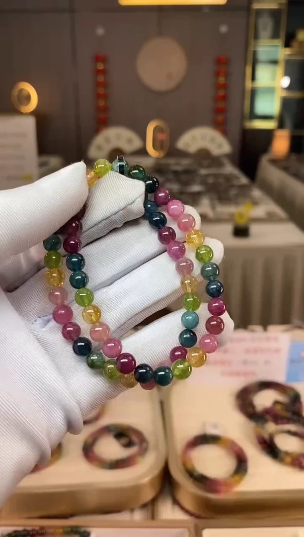 未镶嵌老矿碧玺彩虹单圈手串6mm+碧玺多样性发货一条xion