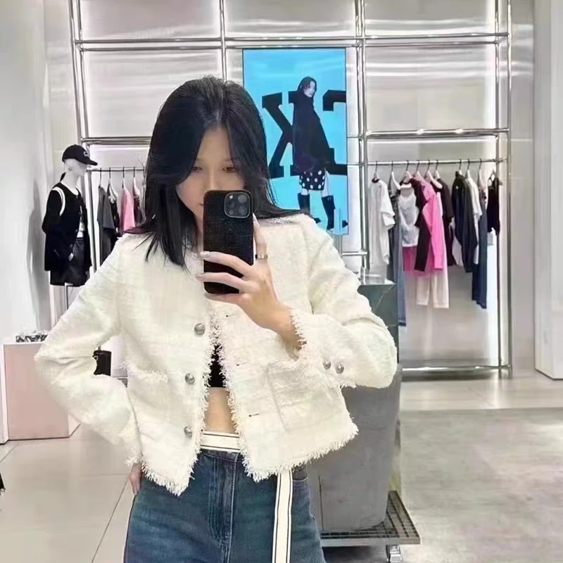 209MC黑白双色短款小香风外套