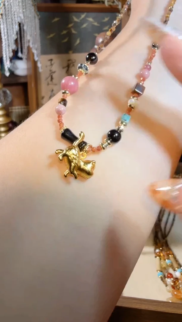 毛衣链合金尖晶石小猫 530