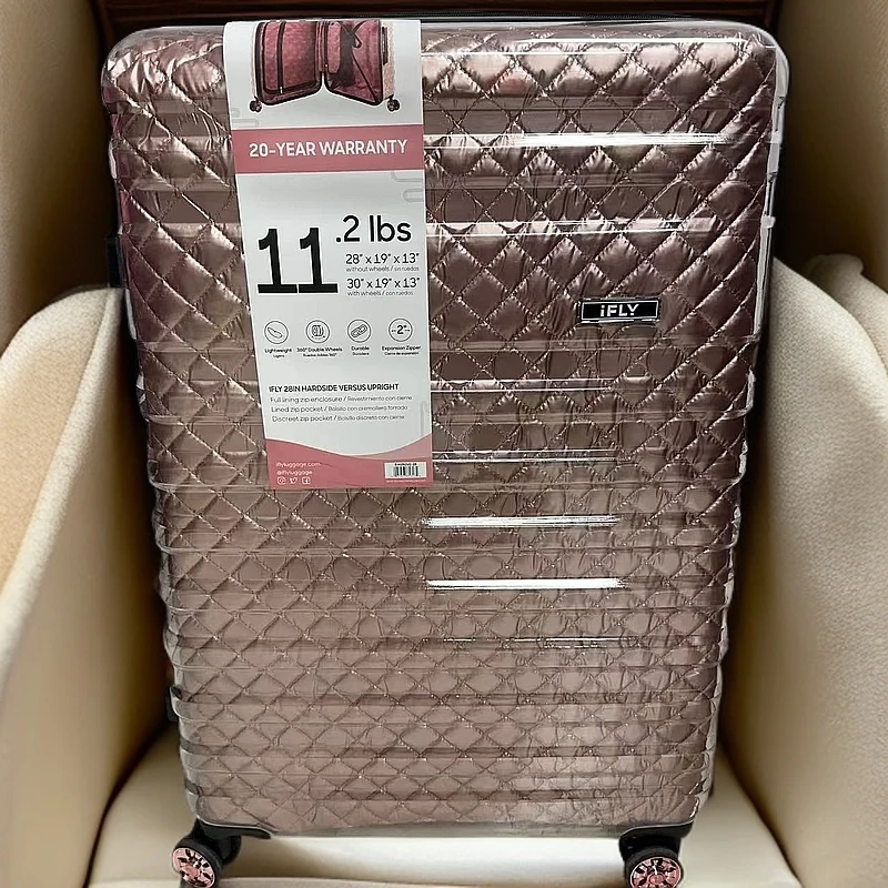 C21【iFLY透明款】20寸旅行箱玫瑰金色拉链万向轮