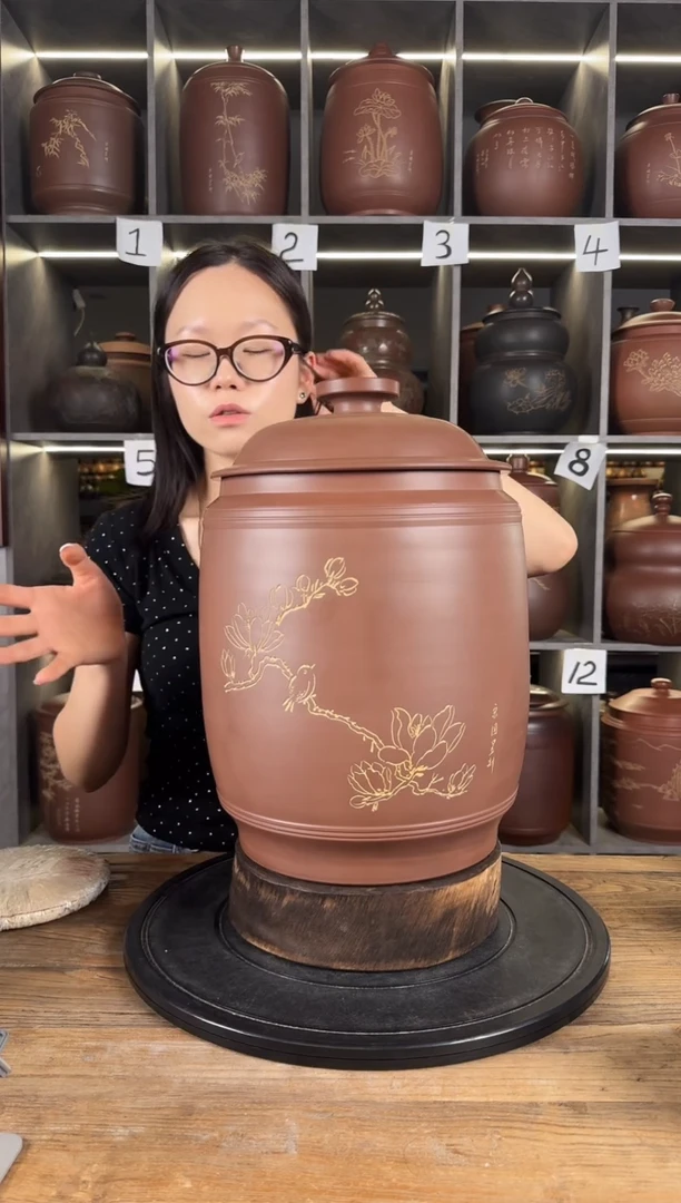 本陶手作坭兴陶6-8斤茶叶罐手工痕迹微瑕
