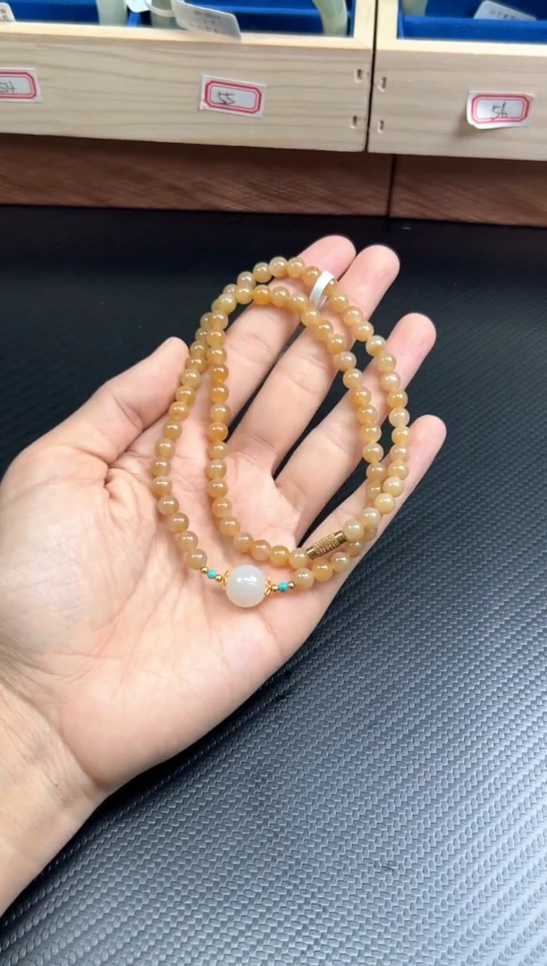 未镶嵌手串和田玉且末微色差金山妈妈链卡6