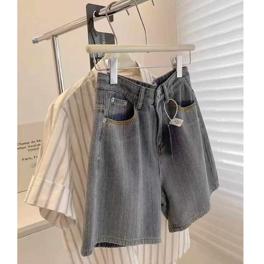 82334牛仔短裤女夏季胖mm休闲宽松梨形阔腿热裤潮