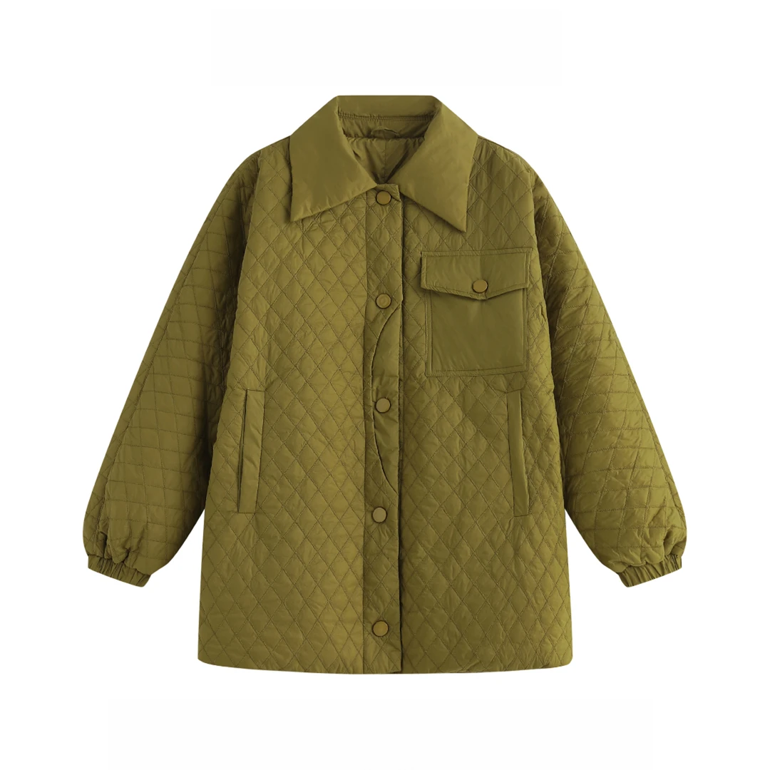 2024新款翻领菱格秋冬宽松薄款羽绒服D24027