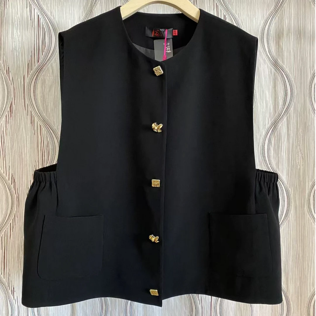 (N0)胖人坊大码女装休闲西装马甲4462 衣长68