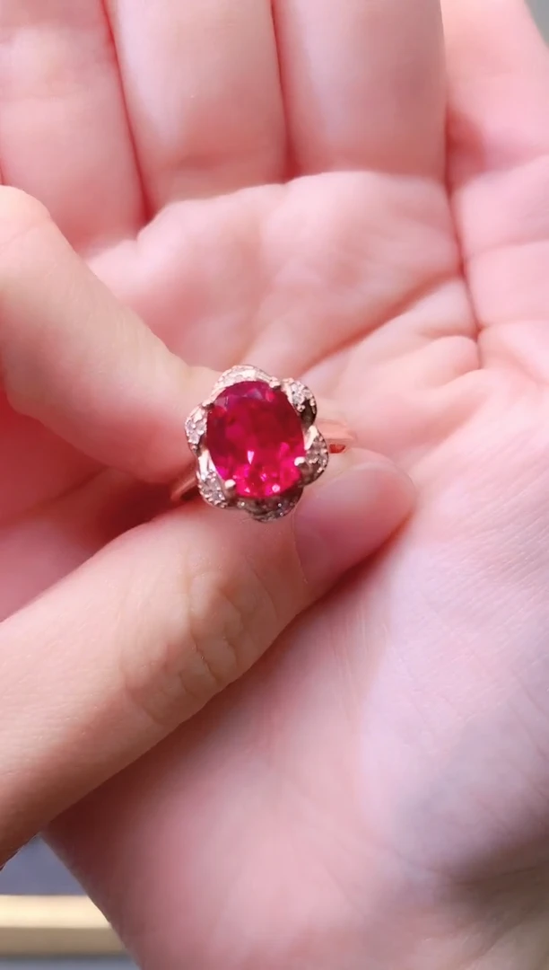 银S925镶嵌戒指红宝石5464