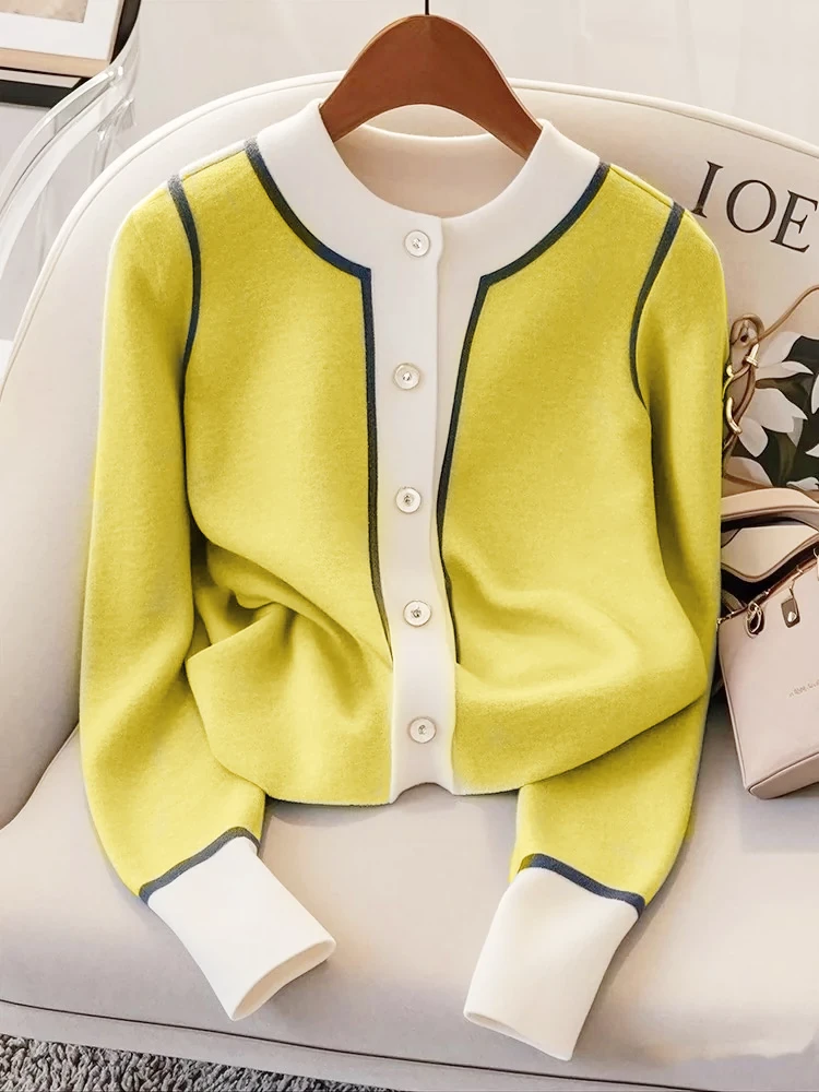 秋季女装2025新款上衣冷淡系高级感今年流行的漂亮小衫黄色针织衫