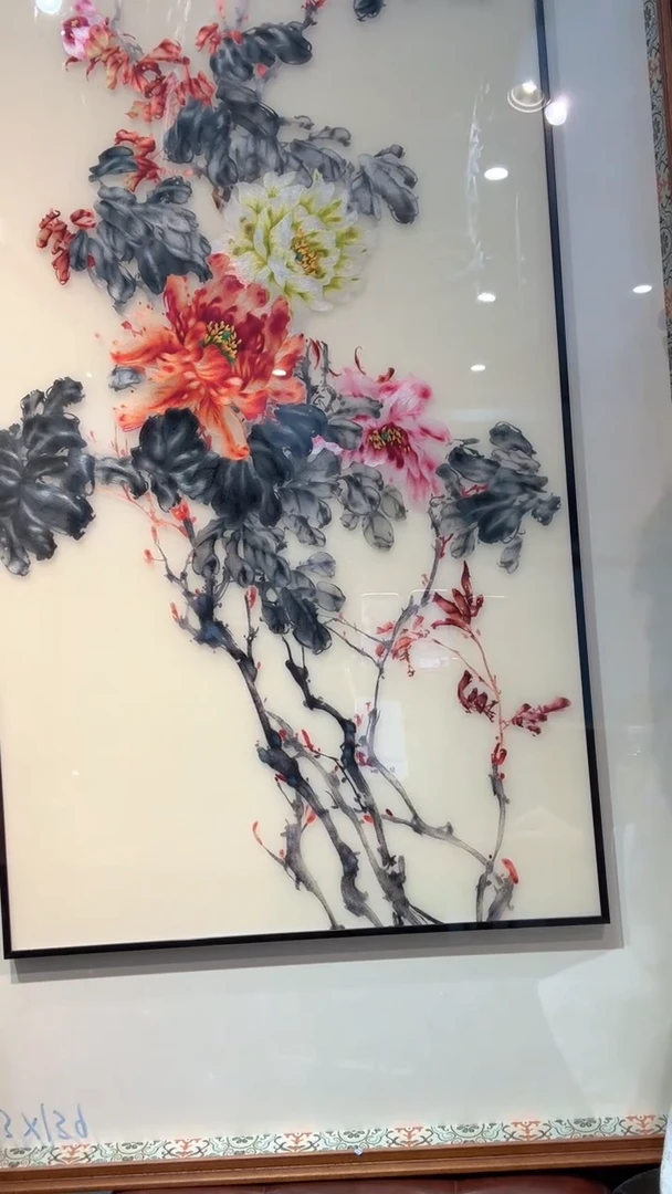 圆形非遗苏绣手工刺绣挂画