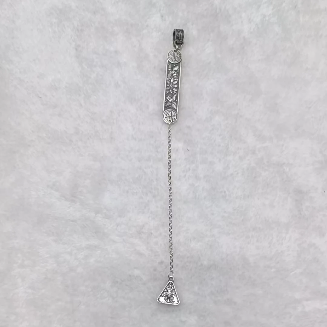 吊坠足银 0115-013福寿长央吊坠 时尚简约个性百搭精美精致潮流