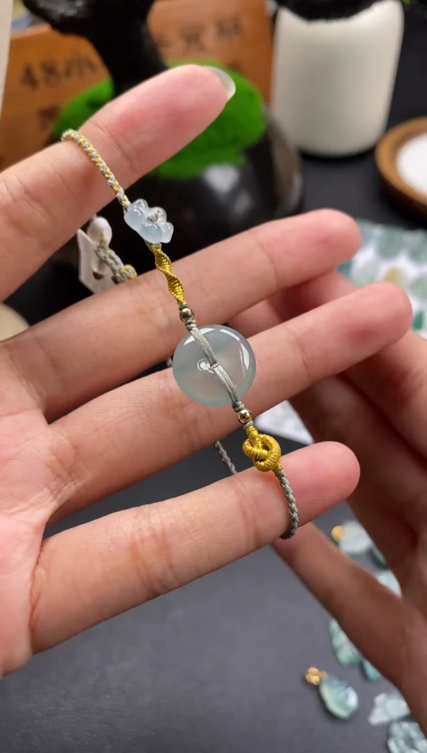 颈饰未镶嵌翡翠翡翠平安扣花花手绳