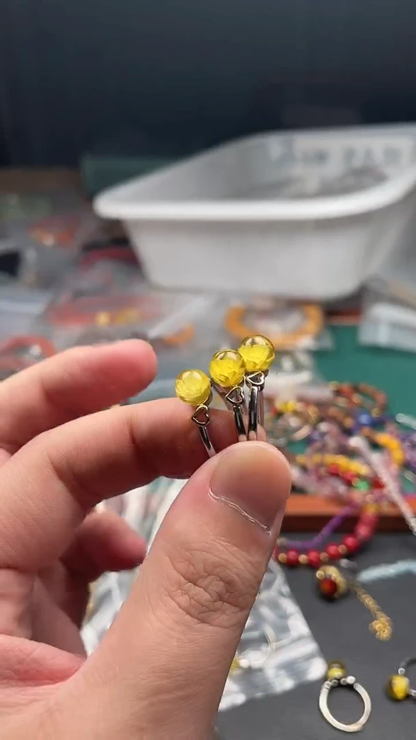 蓝珀未镶嵌戒指多样性发货拍一发一