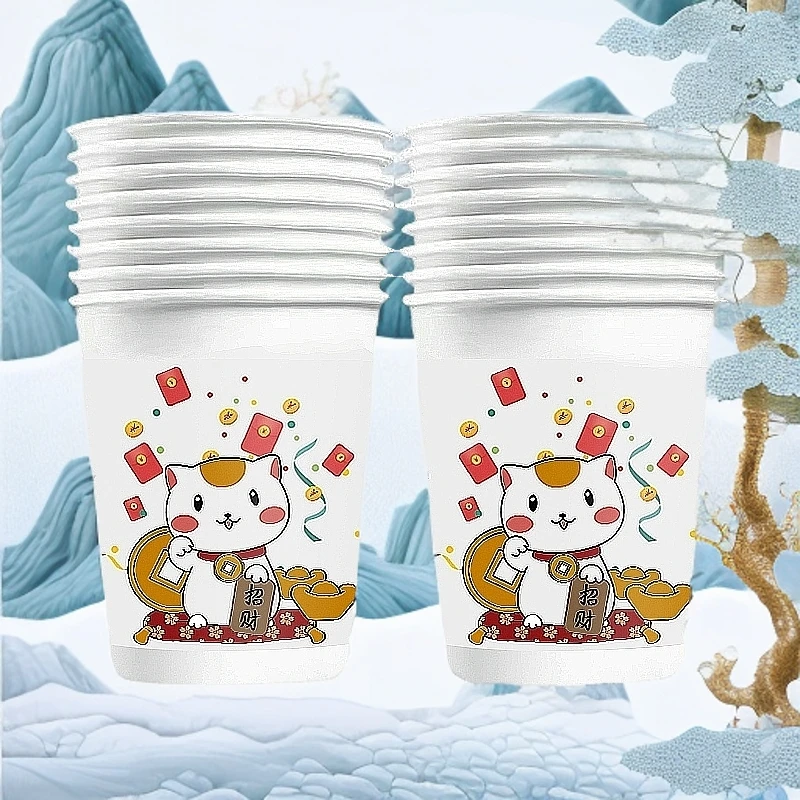 一次性杯子纸杯热销卡通奶茶杯咖啡杯防烫水杯随机图案200只