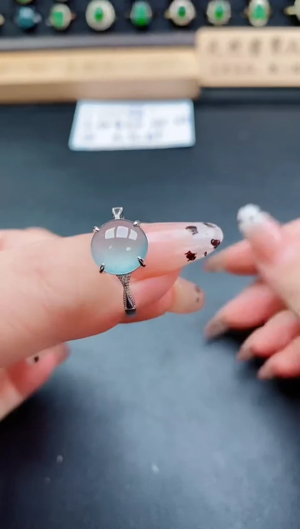 银S925镶嵌戒指翡翠1