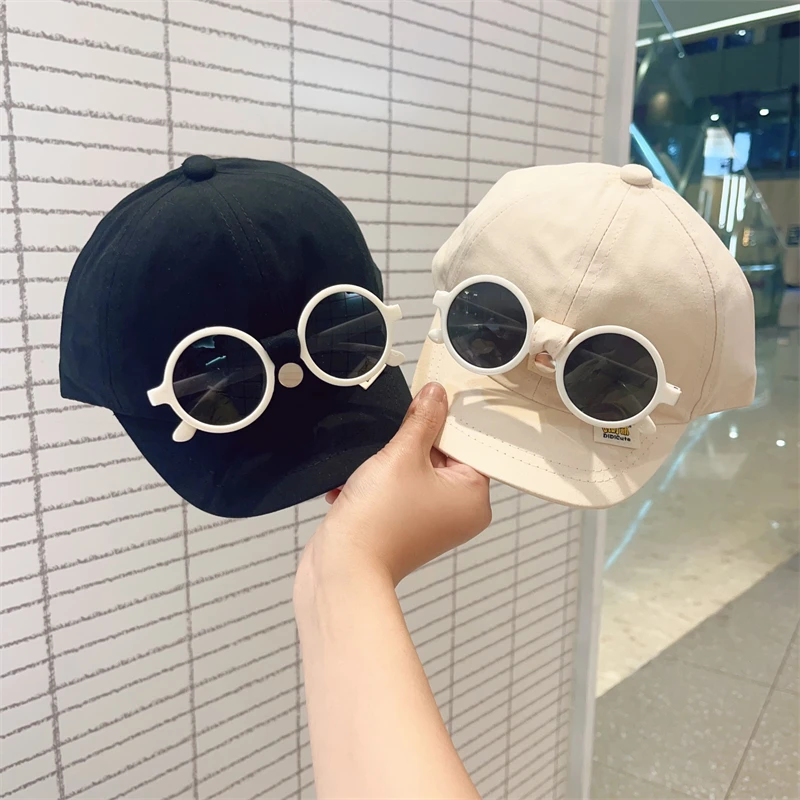 宝宝帽子春秋季鸭舌帽男童女婴幼儿可拆卸眼镜棒球帽夏季遮阳防晒