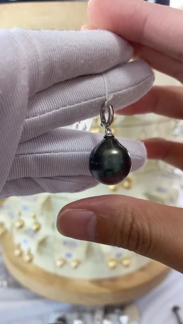 银S925镶嵌海水珍珠吊坠(不含链)15-16mm