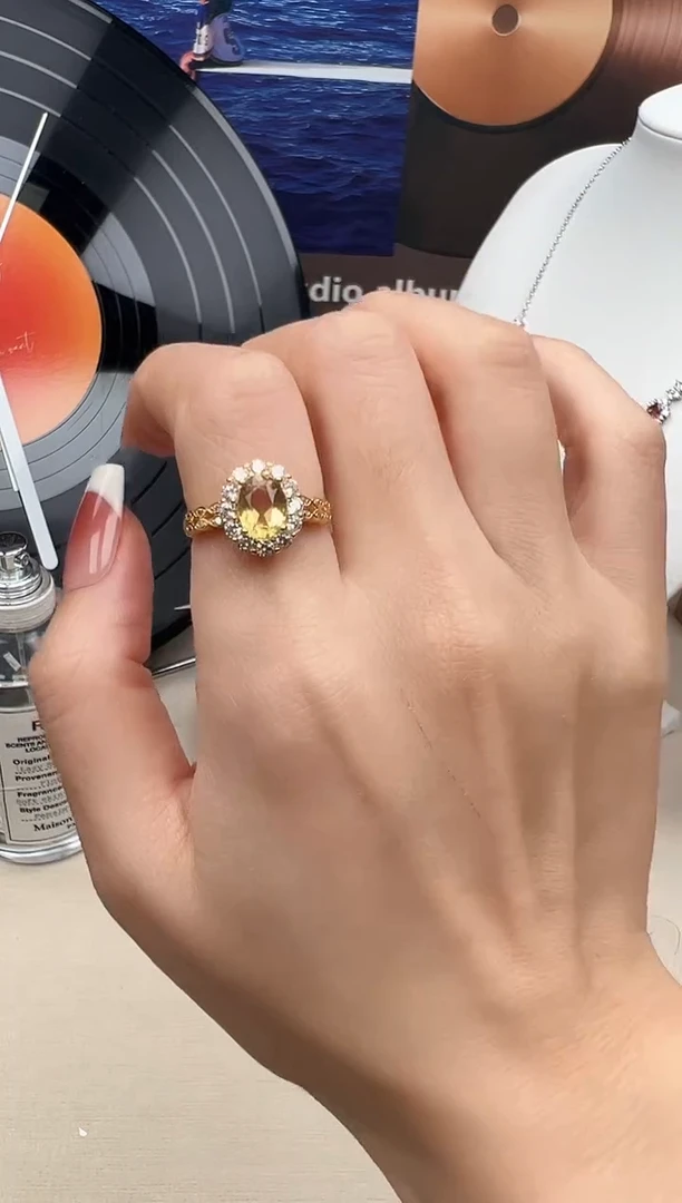 银S925镶嵌戒指黄晶93