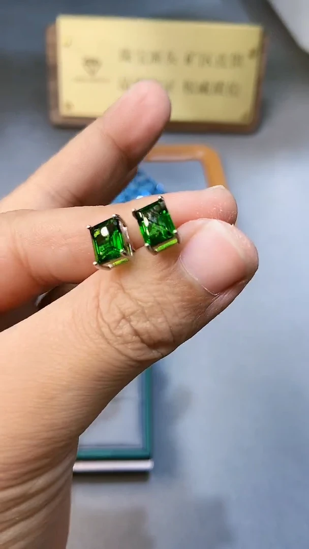 【闪购商品】透辉石耳饰银S925镶嵌1564