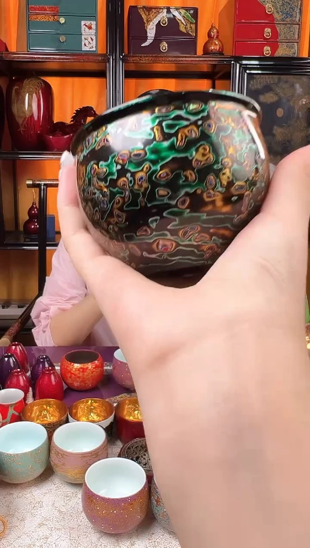 绿金螺钿主人杯-太古大漆