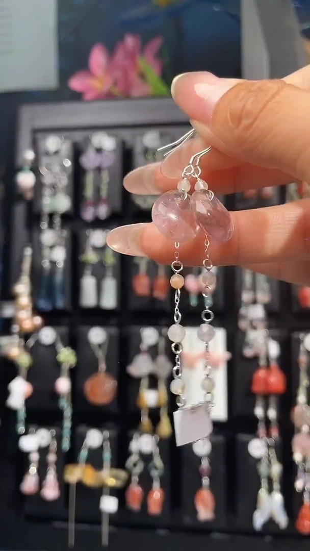 银S925镶嵌耳饰紫晶超*了 超越了