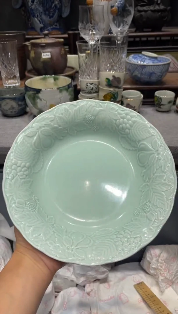 瓷片日光高浮雕深盘