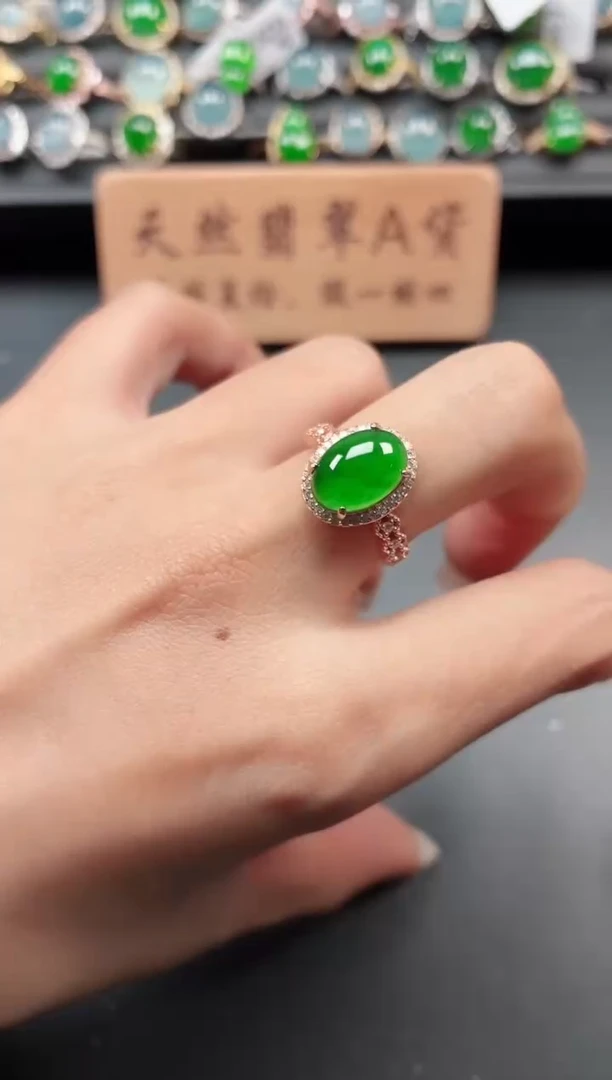 银S925镶嵌戒指翡翠111