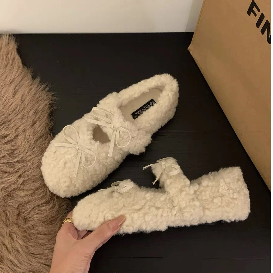 温柔毛毛鞋女款秋冬季加绒保暖豆豆棉鞋2025新款平底时尚玛丽珍鞋