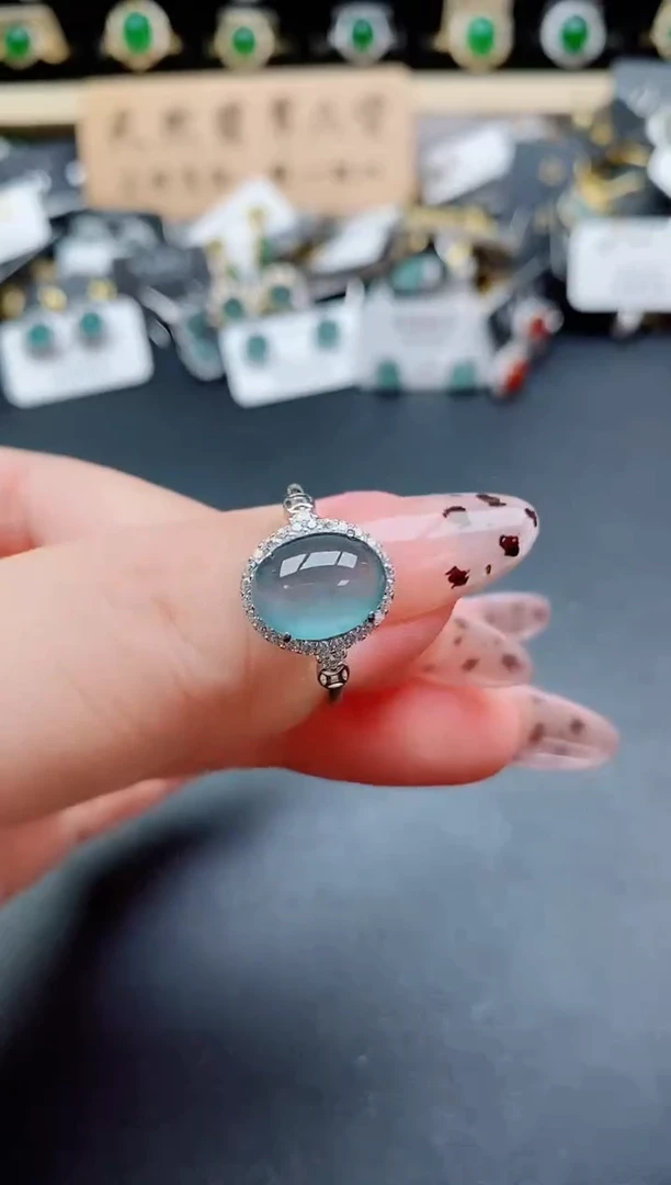 银S925镶嵌戒指翡翠1