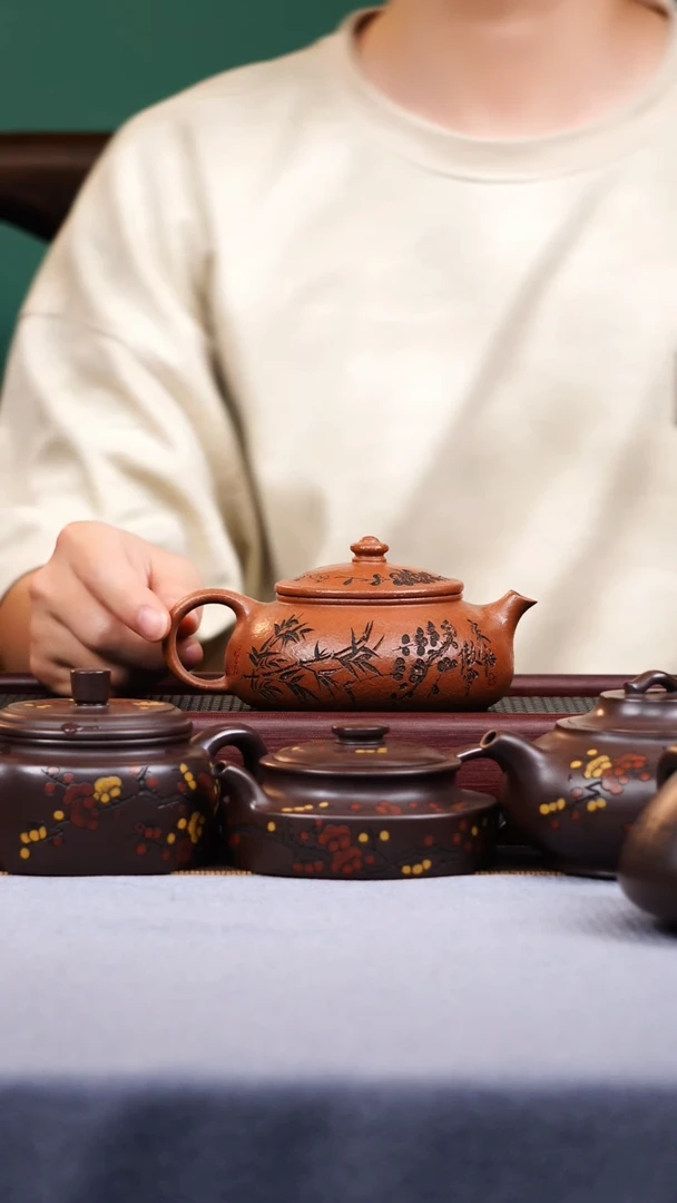 茶壶紫砂宜兴原矿紫砂作品 寒江