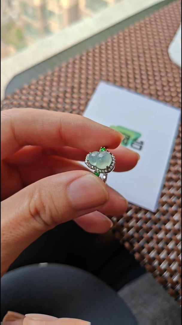 【闪购商品】翡翠戒指银S925镶嵌翡翠戒指S925银镶嵌